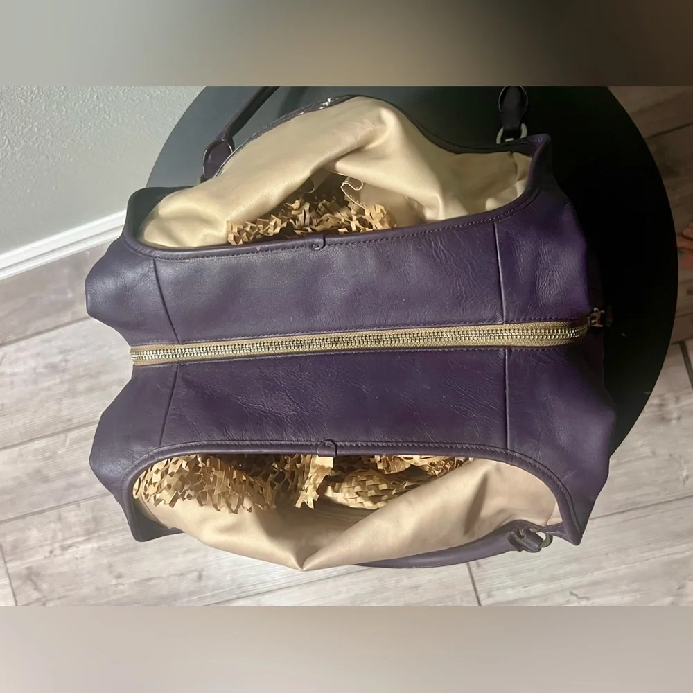 Genuine Coach Signature Madison Phoebe Gold and Purple Hobo Bag Purse Leather